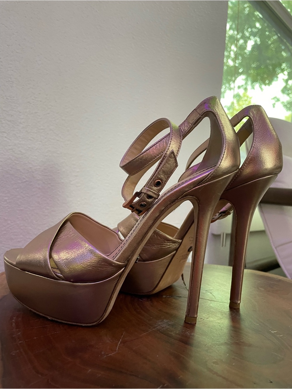 Celebrity Fave Platforms: Rousseau Rose Gold Designer Heels/size 6/ 36 EU EUC